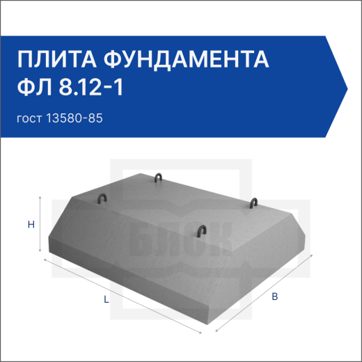 Плита фундамента ФЛ 8.12-1