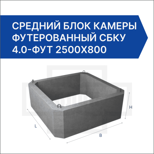 Средний блок камеры футерованный СБКУ 4.0-фут 2500х800